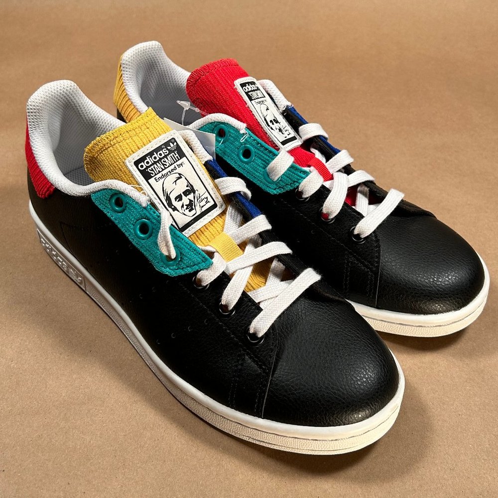 adidas Originals Stan Smith Black Multi Sneakers, New!